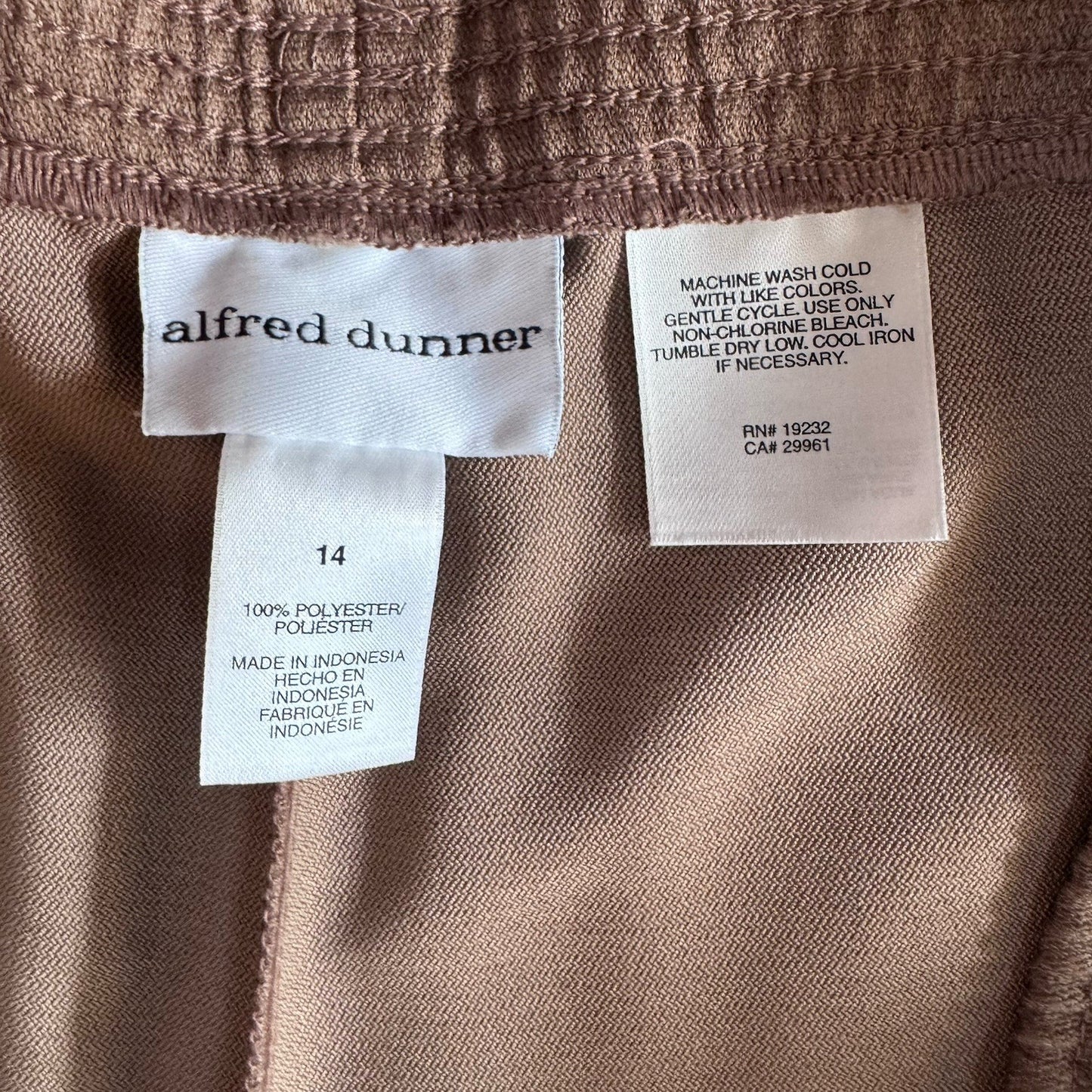 Alfred Dunner Mocha Stockbridge Pants Size 14 Medium Proportioned NWT