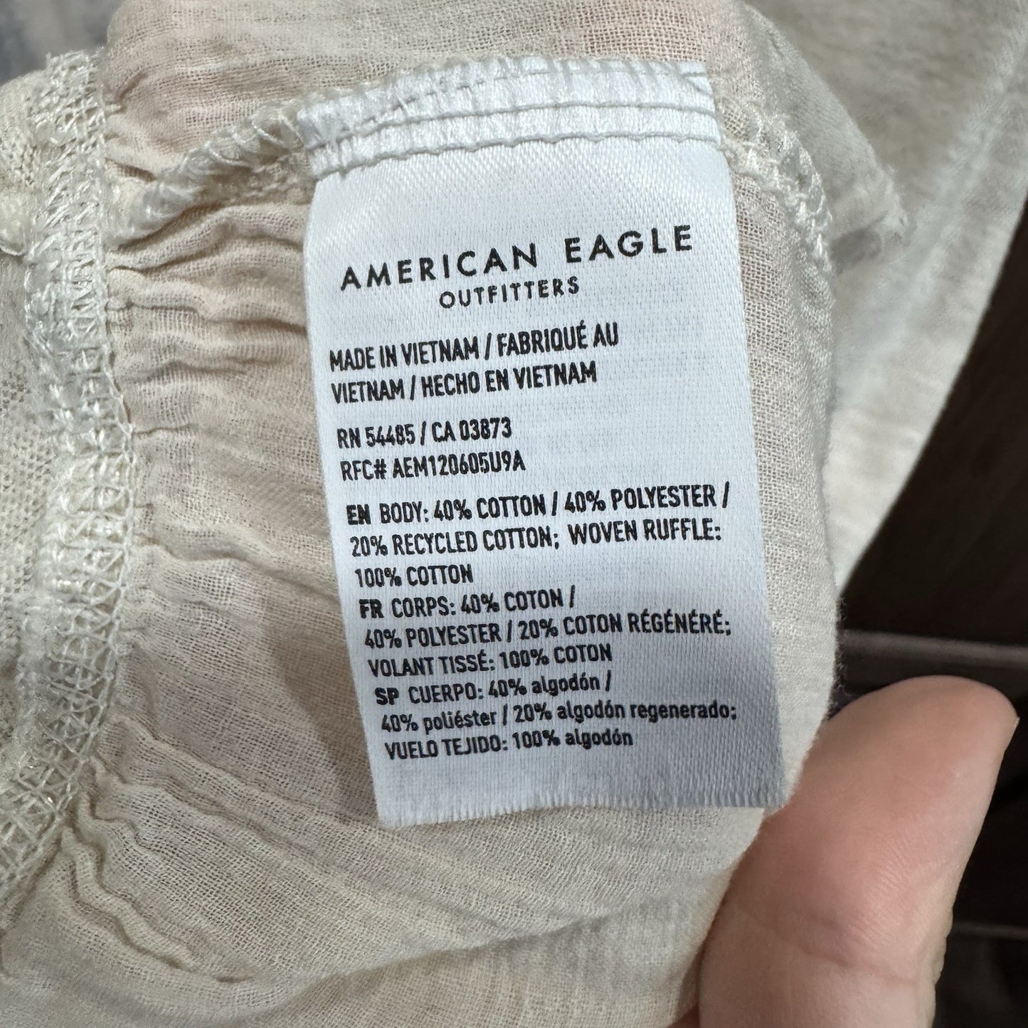 American Eagle Ruffle Tank Top Size Small Ivory Cream Peplum Hem Boho Style