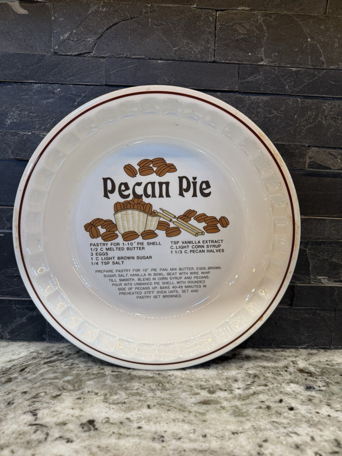 Vintage Hankook Pie Dish With Pecan Pie Recipe, Korea