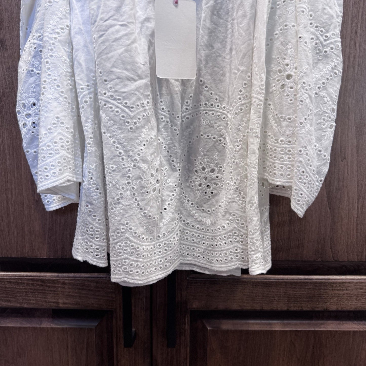 Entro White Eyelet Cold Shoulder Blouse | Size Small | Boho Summer Top NWT