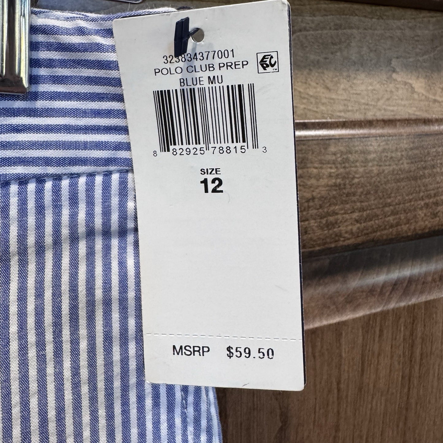 NWT Polo Club Prep Blue Seersucker Bermuda Shorts Size 12 MSRP $59.50 Y2K Preppy