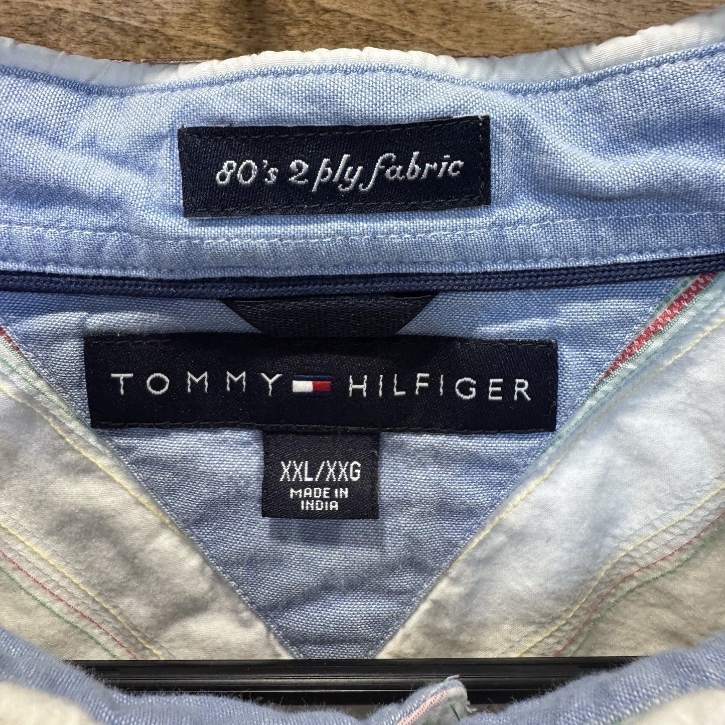 Vintage Tommy Hilfiger Short Sleeve Button Down Shirt XXL White Striped