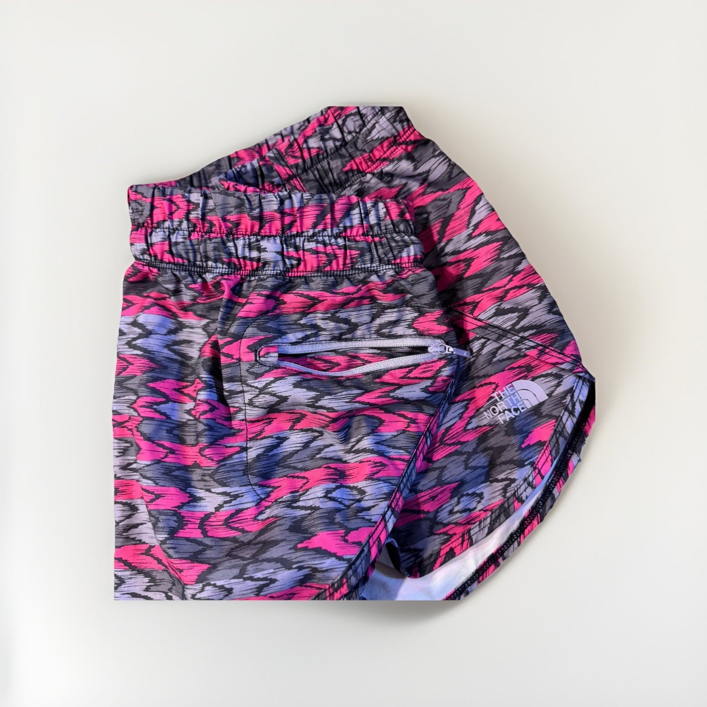 The North Face Women’s Running Shorts | Size S | Vibrant Abstract Print | 100% P