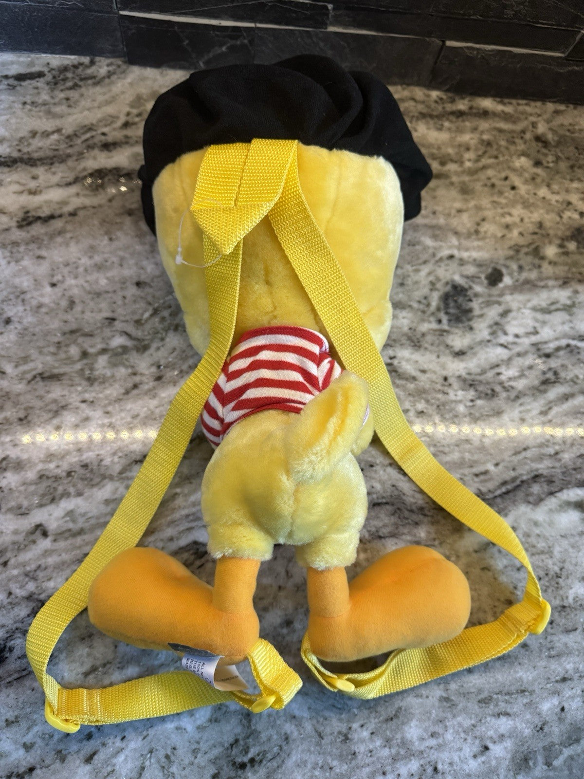 Vintage 90s Looney Tunes Warner Bros. Large Tweety Bird Plush Back Pack Beret