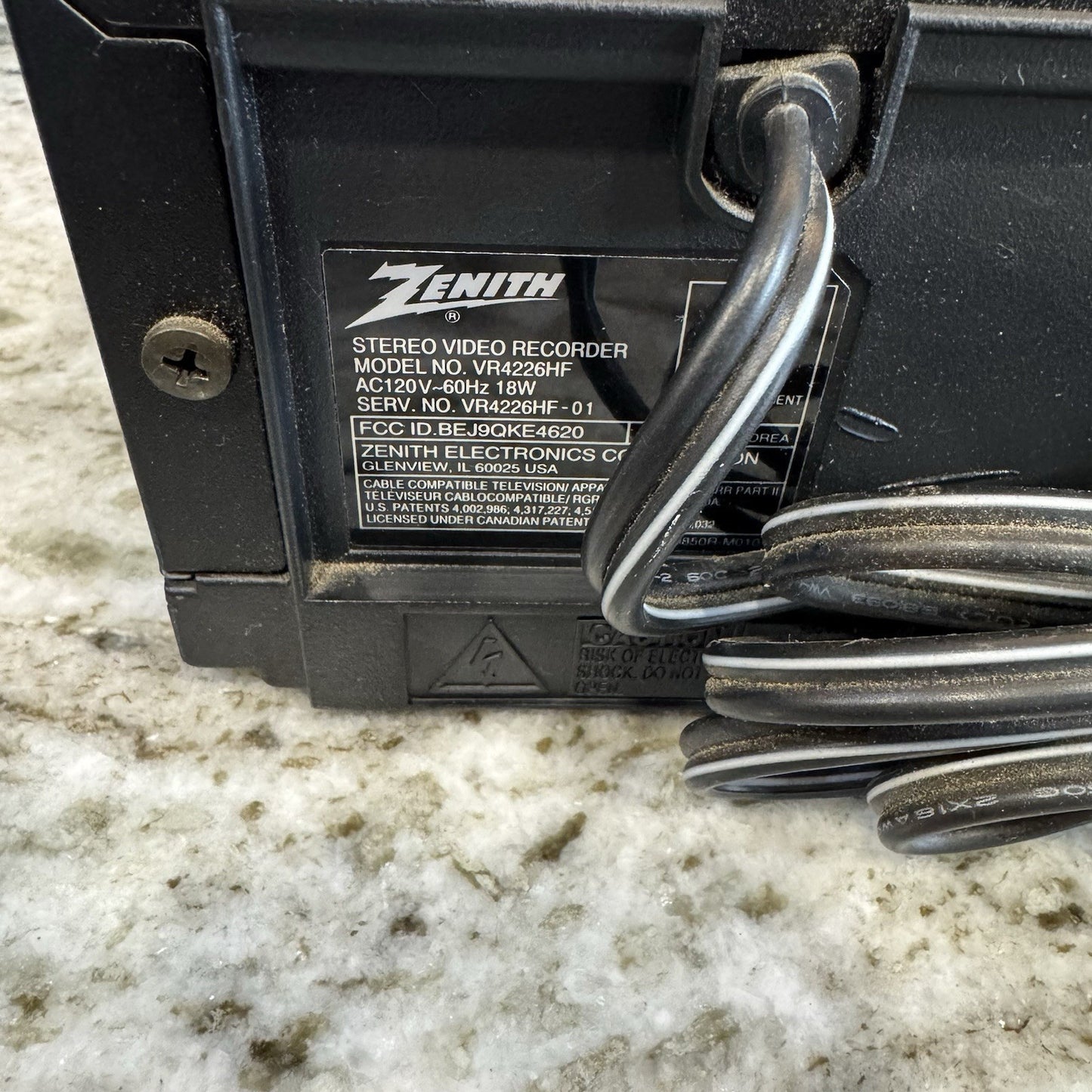 Zenith VCR Plus VR4226HF Stereo Video Cassette Recorder- Not Tested