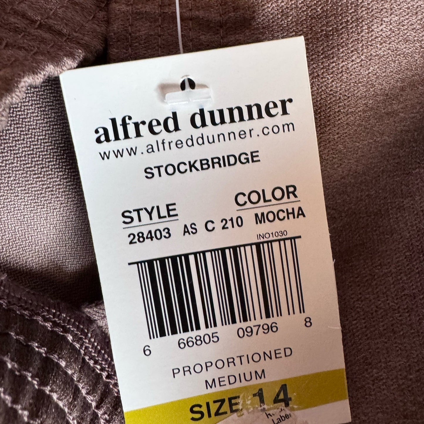 Alfred Dunner Mocha Stockbridge Pants Size 14 Medium Proportioned NWT