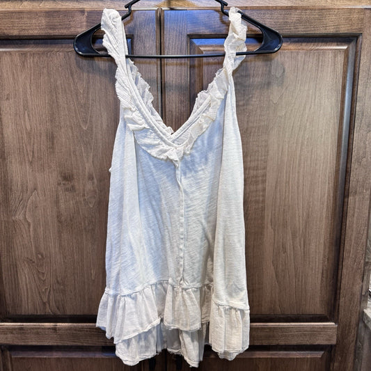 American Eagle Ruffle Tank Top Size Small Ivory Cream Peplum Hem Boho Style