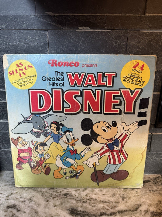 THE GREATEST HITS OF WALT DISNEY 1976 Vintage Vinyl Album On Ronco Records