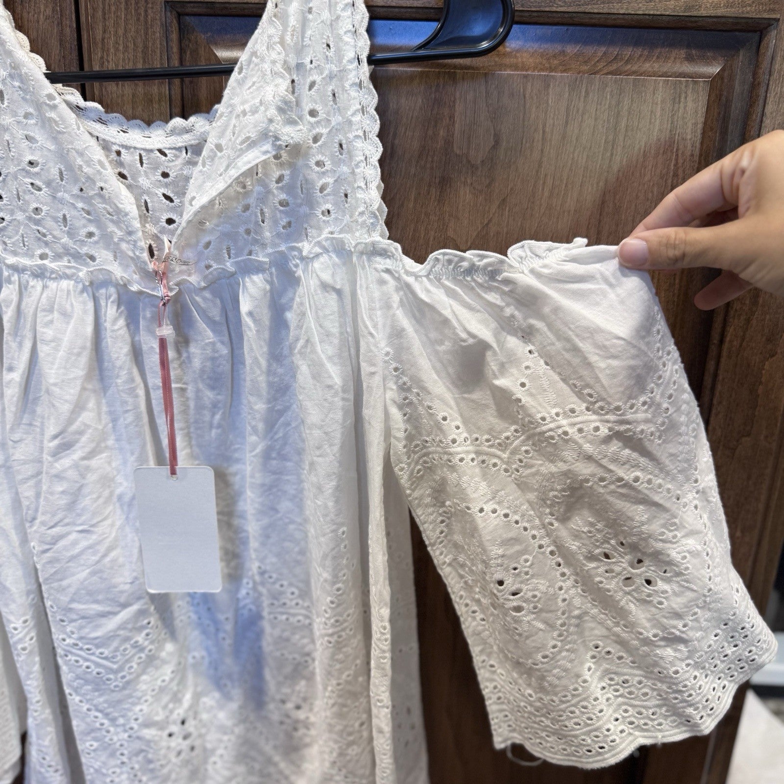 Entro White Eyelet Cold Shoulder Blouse | Size Small | Boho Summer Top NWT