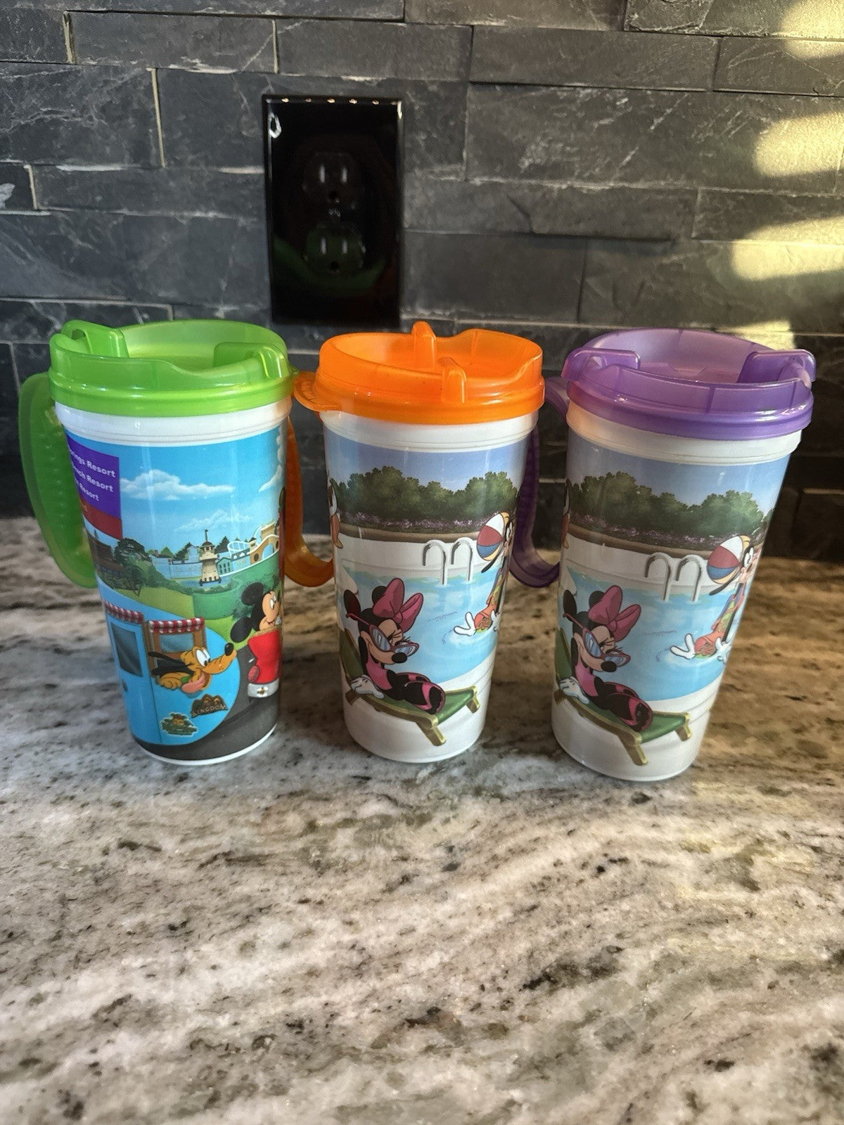 WDW Resort Parks Rapid Refillable Mug Cup Lid Travel Disney World Lot Of 3