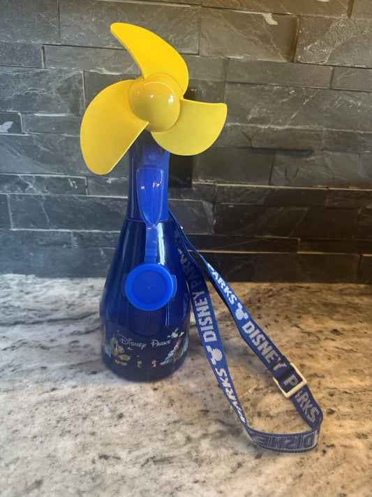 Walt Disney World Park Misting Water Bottle Spray Fan  w/ Lanyard (Tested)