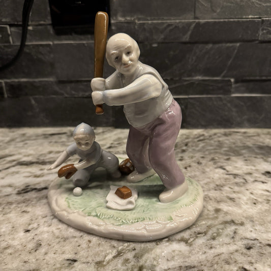 Vintage PAUL SEBASTIAN “Strike Out” Boy & Grandpa Playing Baseball Figurine 1992