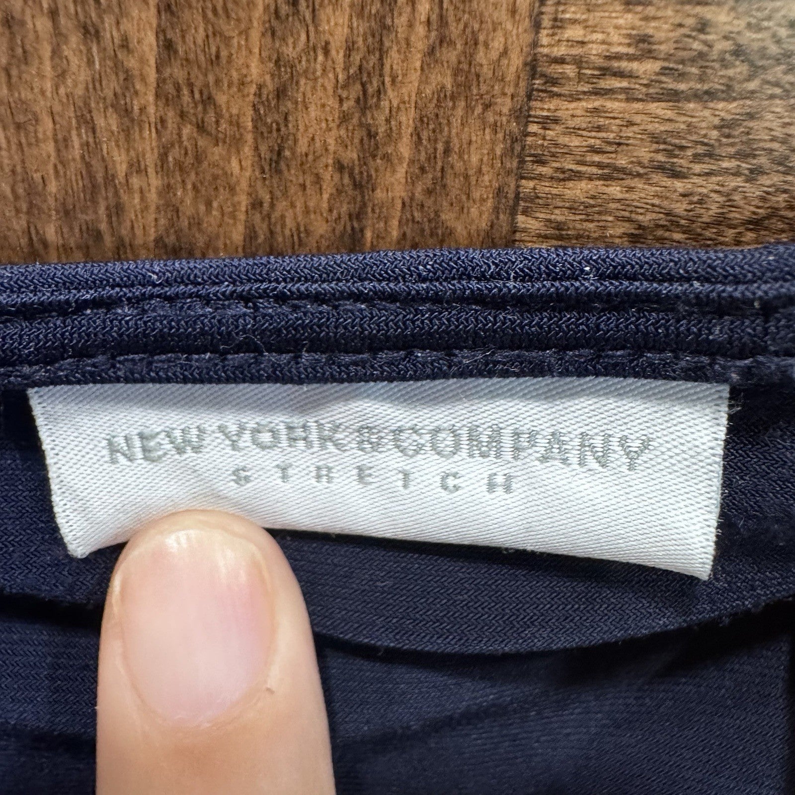 New York & Company Navy Blue Cowl Neck Ruched Stretch Top Blouse– Size XS
