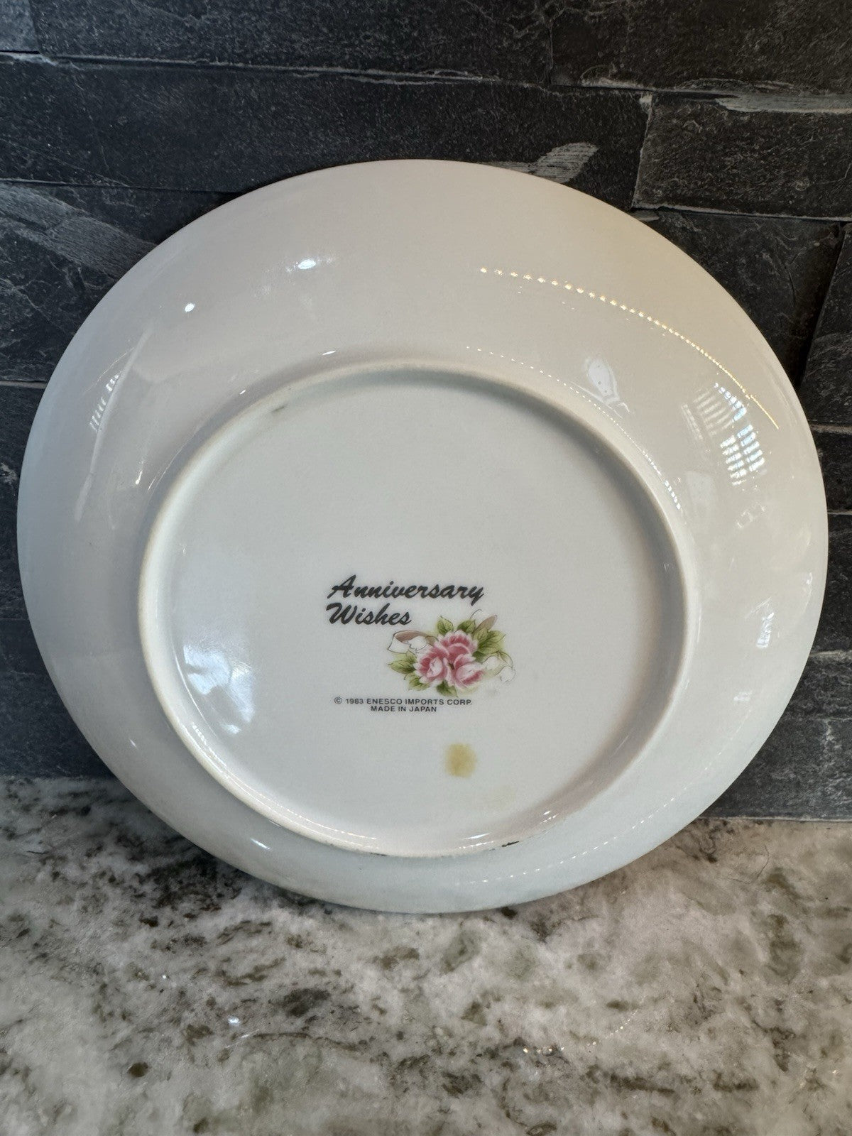 Enesco Plate 30th Anniversary Wishes Gold Trim Floral Vintage 1983 8.5" Diameter