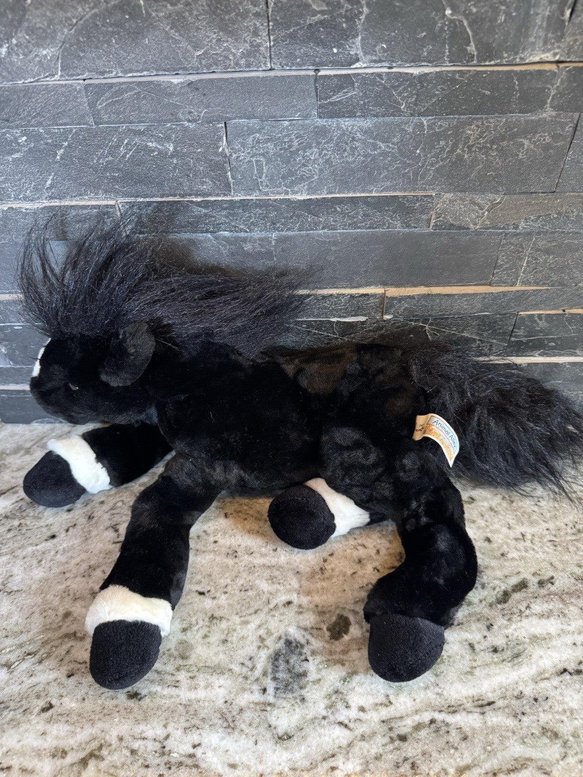 Animal Alley Toys R Us Black White Horse Pony 2000 Vintage Plush Stuffed Rare