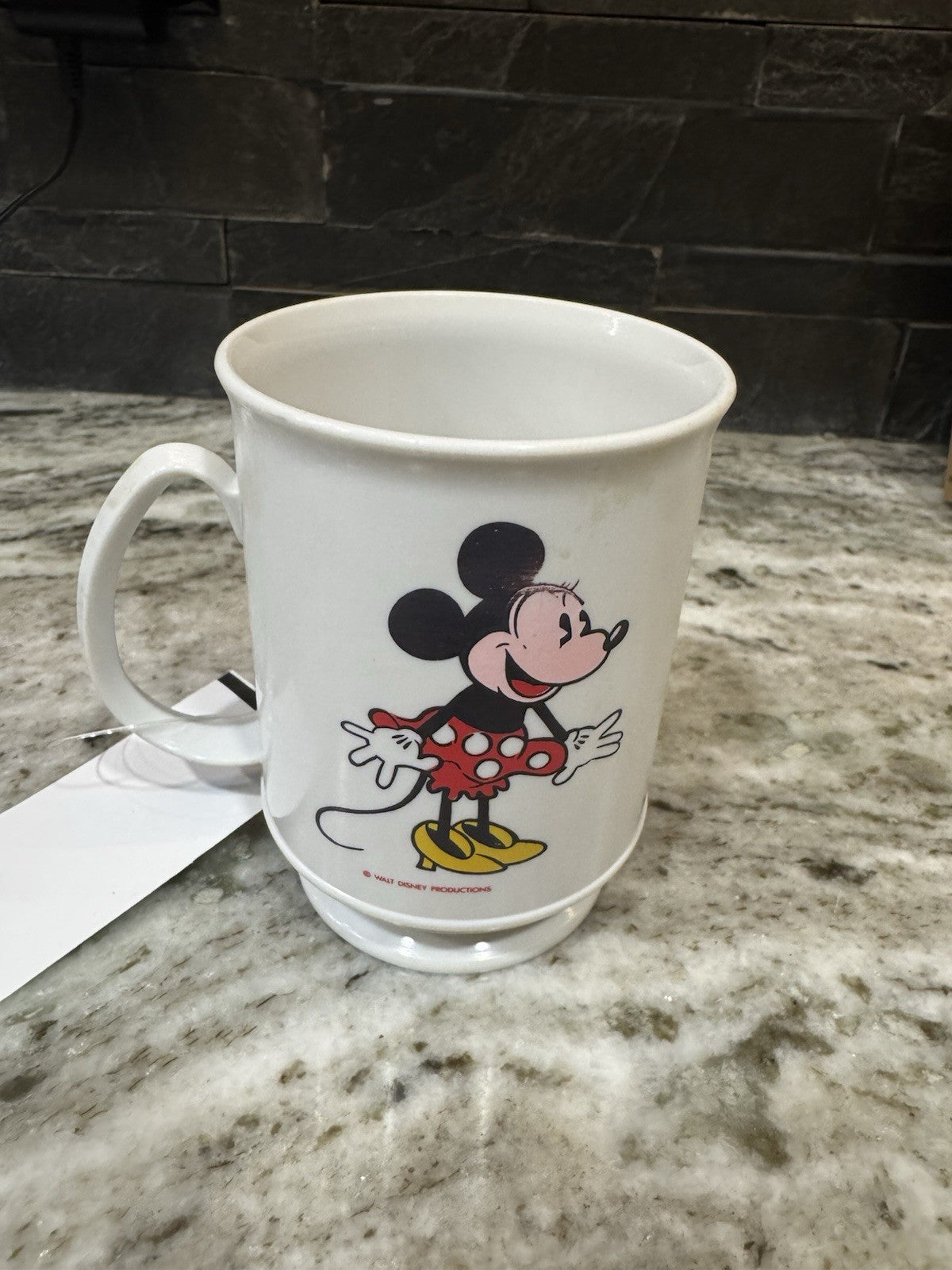 VTG Walt Disney Production Mickey & Minnie Plastic Cup White Pedestal Mug Prop