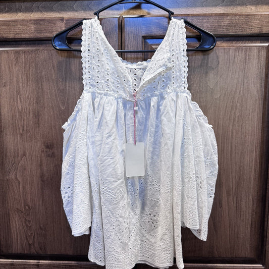 Entro White Eyelet Cold Shoulder Blouse | Size Small | Boho Summer Top NWT