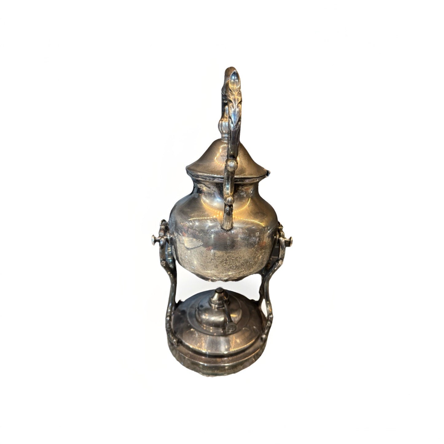 VINTAGE SILVER  TIPPING KETTLE ON FOOTED STAND / TEAPOT