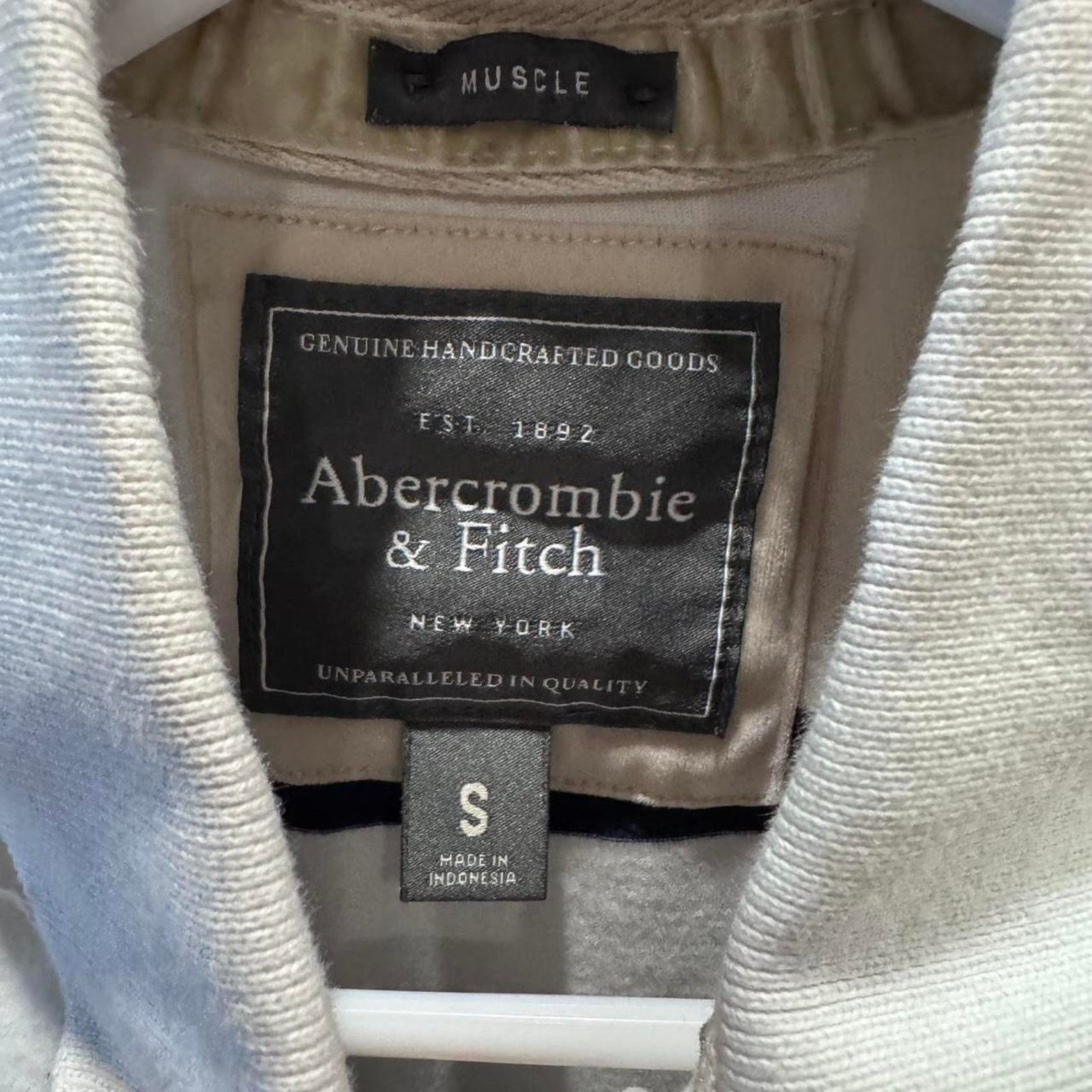 Y2K Abercrombie Muscle Polo Tee White Navy Stripes Sz S