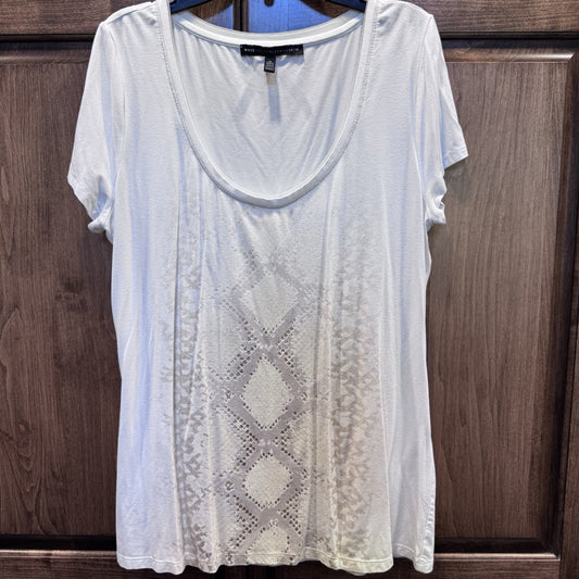 White House Black Market Women Ivory Short Sleeve Top M