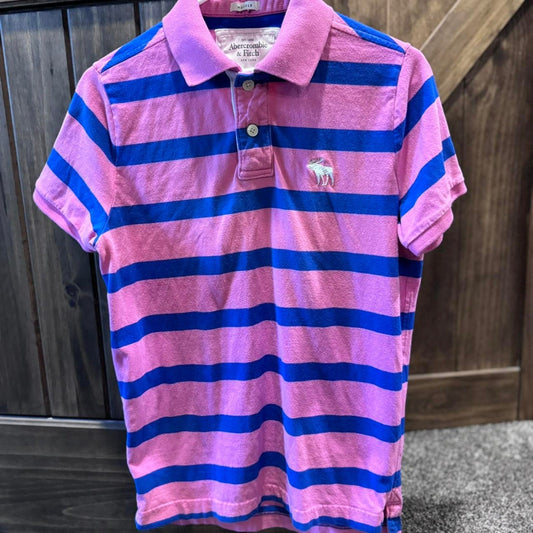 Y2K Abercrombie Muscle Polo Pink Blue Stripes Sz M