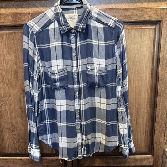 Women’s Abercrombie & Fitch Blue, Red, Green Plaid MUSCLE Flannel Shirt Size S