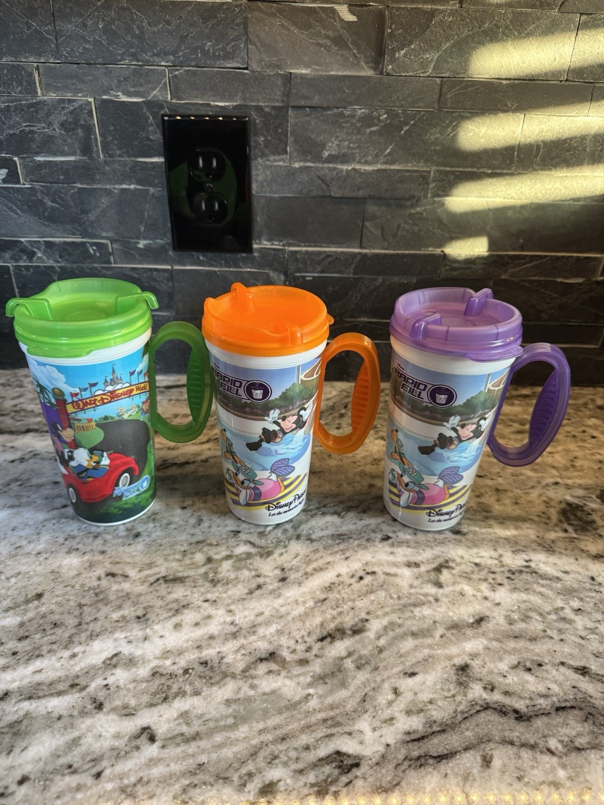 WDW Resort Parks Rapid Refillable Mug Cup Lid Travel Disney World Lot Of 3