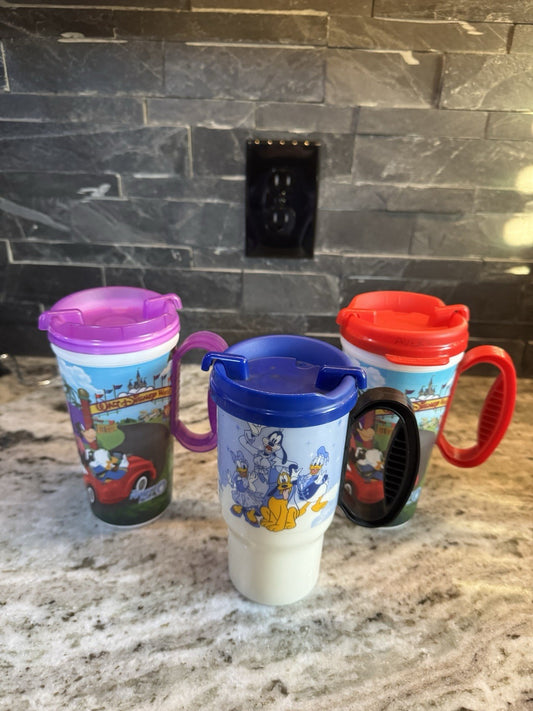 WDW Resort Parks Rapid Refillable Mug Cup Lid Travel Disney World Lot Of 3