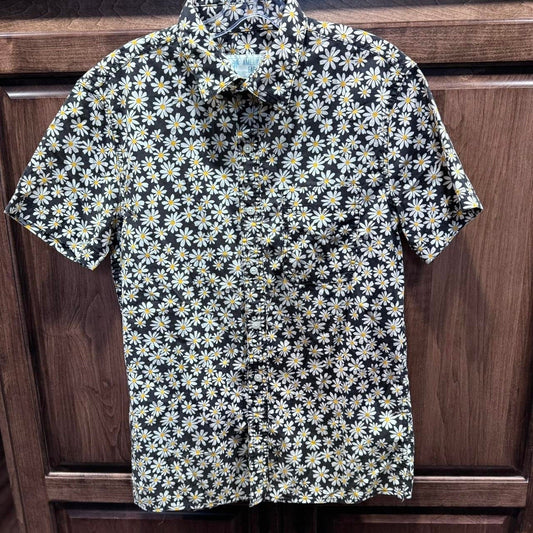American Eagle size SMALL black and yellow daisy button up shirt