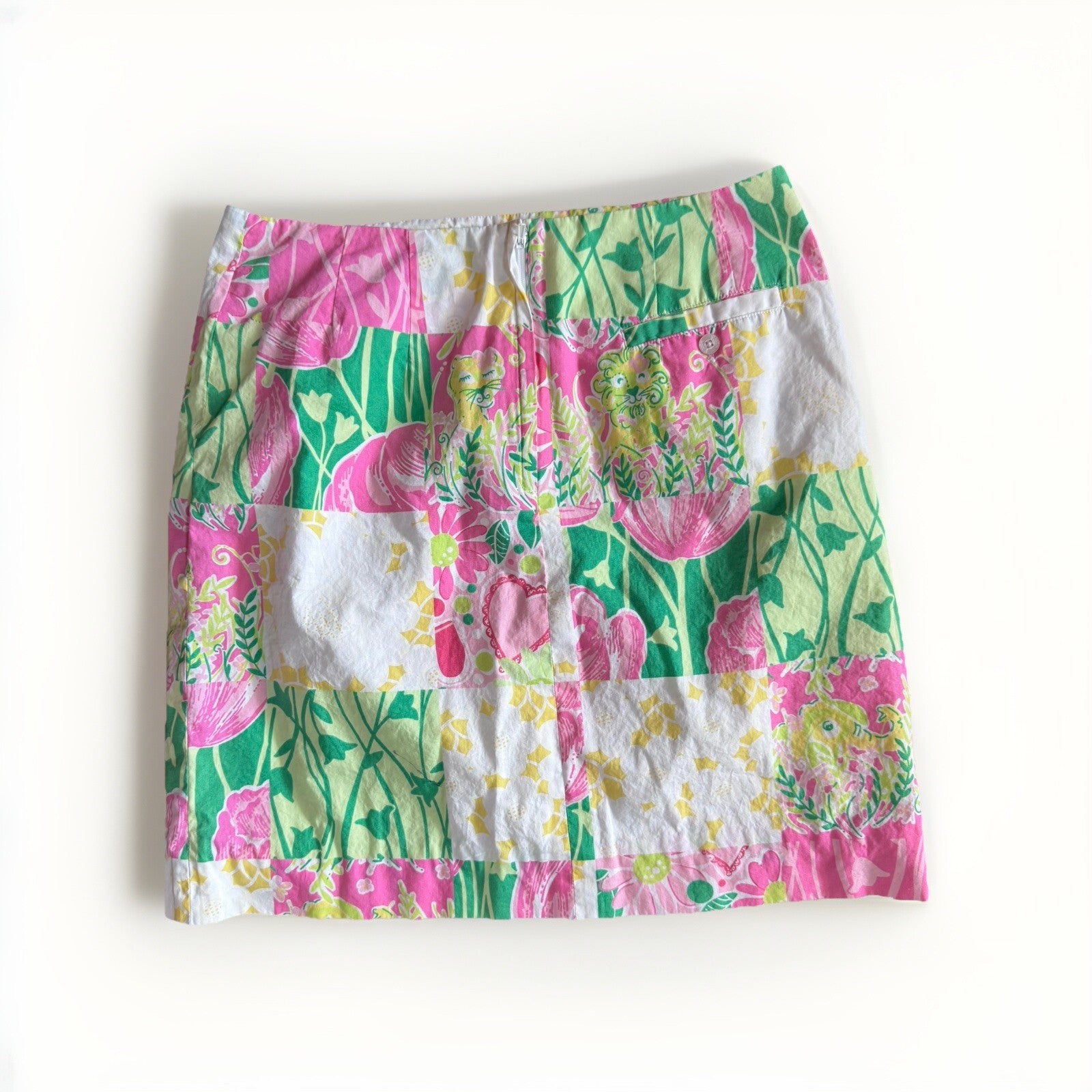Y2K Lilly Pulitzer Patchwork Mini Skirt Size 4 | Bright Floral Preppy 2000s 